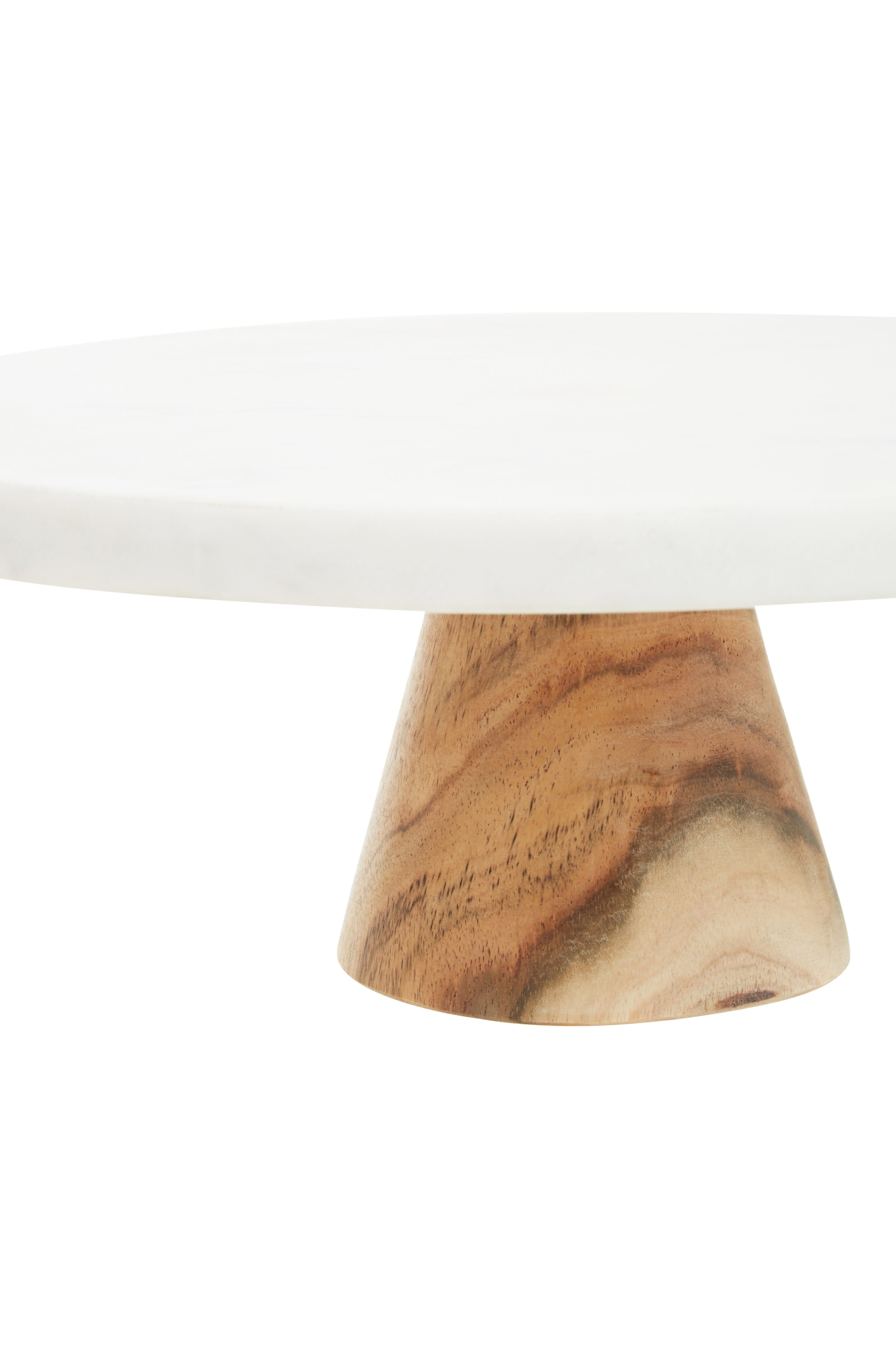 Burano White Marble & Acacia Wood Cake Stand